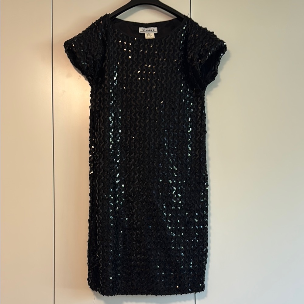 Vintage Black Sequin Mini Dress
